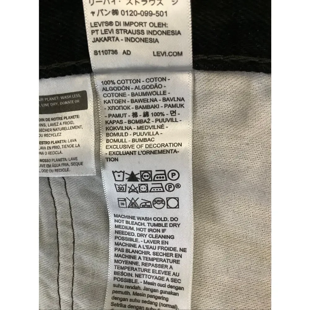 Levis Mens 36x30 Black 505 Regular Straight Leg Jeans Classic Smart Casual T5-14